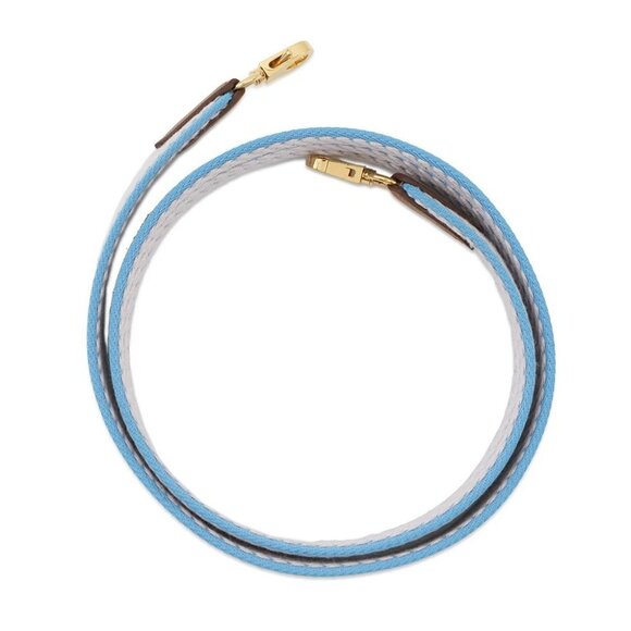 HERMES Bandouliere Sangle Cordage Size 1"/29.5" Swift Leather/Canvas Blue Az... - Picture 3 of 8